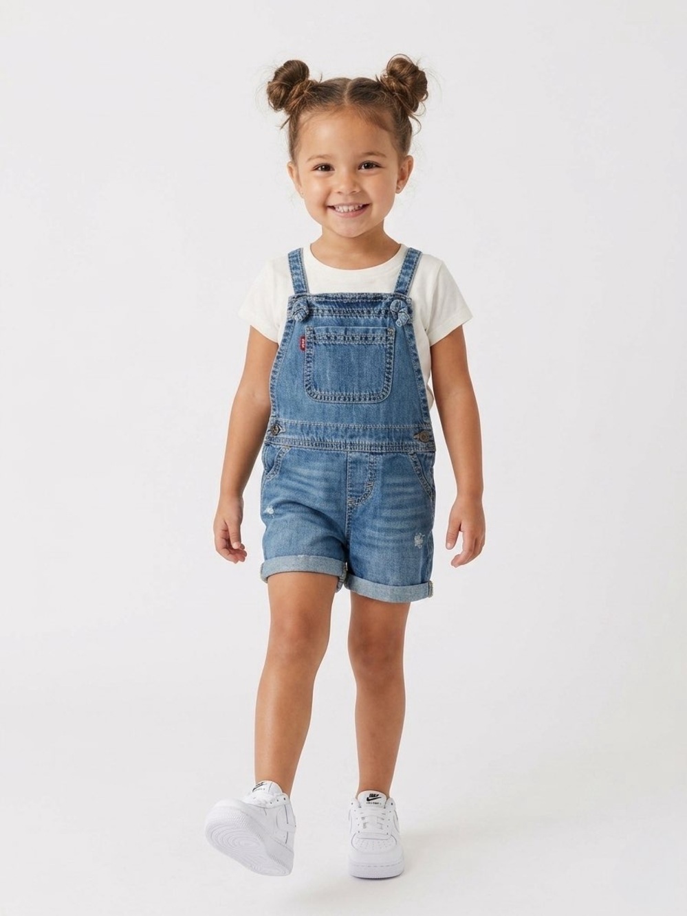 Levi's Denim Overall Shorts 100% Cotton Size 2T Girls Blue Jean Romper Summer
